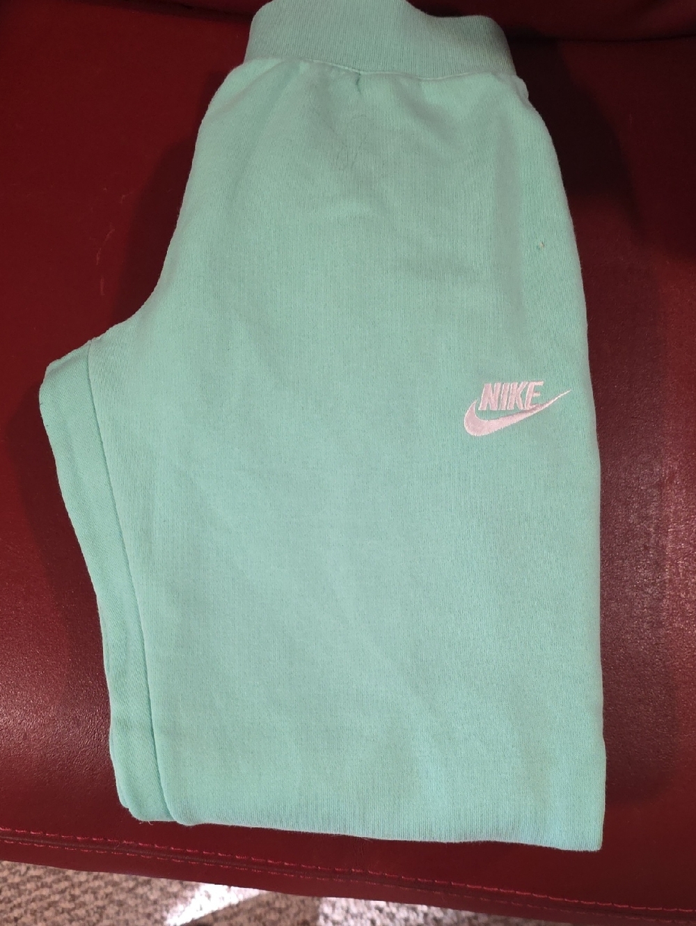 Nike Mint Green Kids Sweatpants with Pink Logo